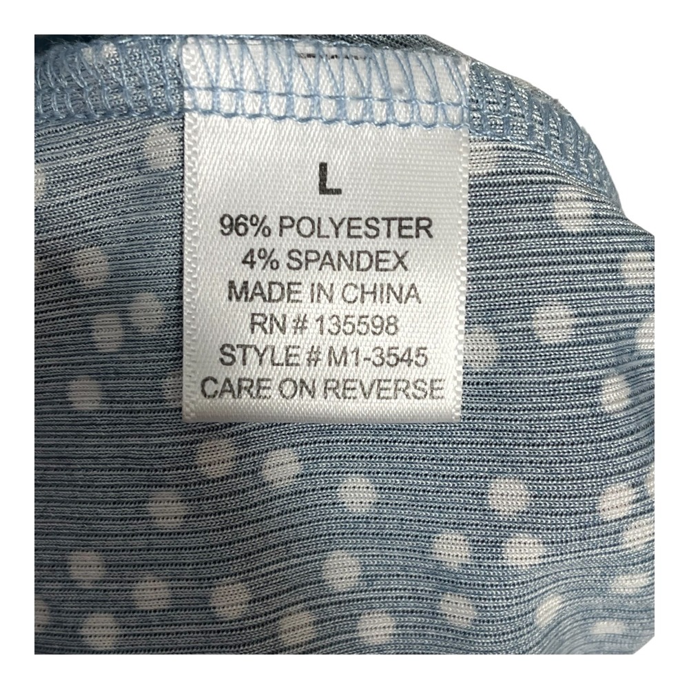 Cure Blue Polka Dot Sleeveless Top Keyhole Blouse Ladies Size L - Picture 6 of 7